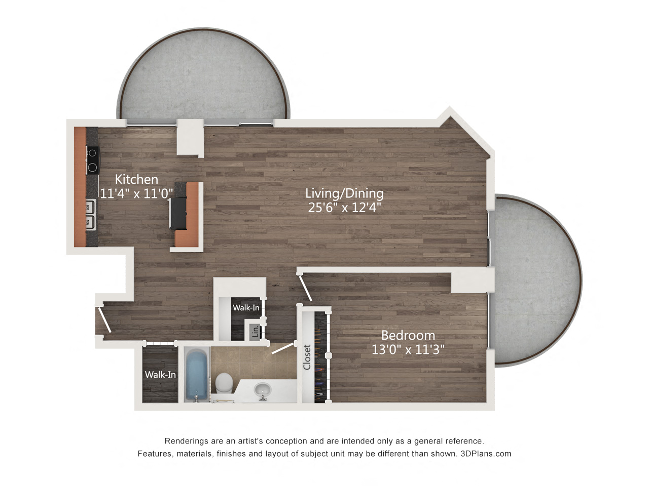 Floor plan for 1 bed, 1 bath, 800 sqft